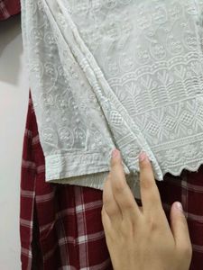 Maroon Checked Plazzo Kurta Set