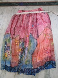 Boho Print Skirt with Sequins