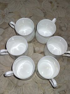 White &amp; Silver Demitasse Cups - Set of 6