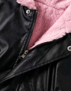 Black Faux Leather Hooded Jacket