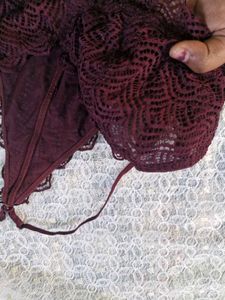 Women's Burgundy Lace Bralette