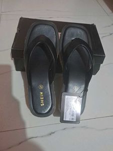 Shein slip on open toe Black Wedge Platform heels