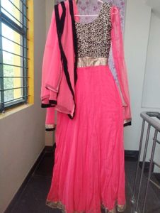 Elegant Pink Anarkali Gown