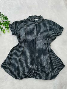 Striped Short Sleeve Button-Up Shirt
