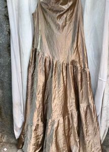 81712. Elegant Gold Tiered Maxi Dress