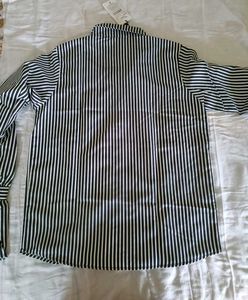 Striped Button-Down Shirt with Ruffled Cuffs