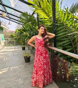 The Vanca Floral Print Fit & Flared Maxi Dress
