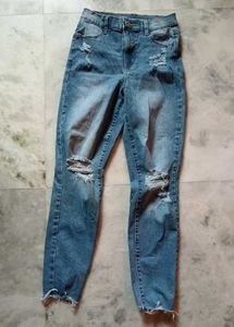 Women's Ripped Blue Jeans