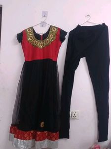 Elegant Red and Black Kurta Set for Women