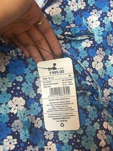 Blue Floral Print Western Dress