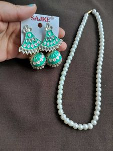 Elegant Pearl Necklace &amp; Jhumka Earrings Set✨❤️