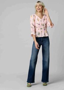 Only Brand Women Pink Floral Elastic Peplum Top