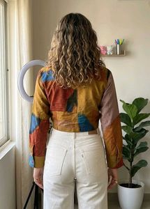 Colorful Patchwork Cropped Shirt