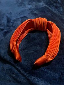 Orange Pleated Knot Headband