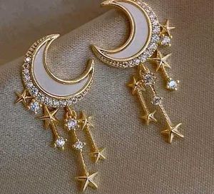 Moon &amp; Star Dangle Earrings