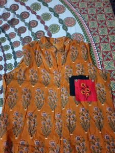 Orange Floral Print Kurti