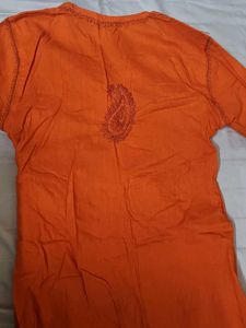 Orange Chikankari Kurta