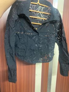 Sheer Black Floral Print Shirt