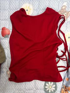 Red corset like Front Sleeveless Top