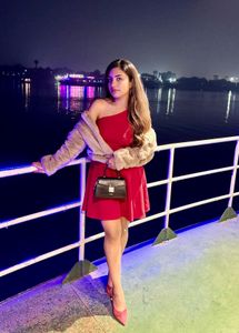 Red one shoulder dress