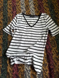 Classic Striped V-Neck Top