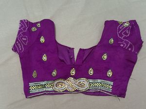 Purple Bandhani Saree with Embellishments