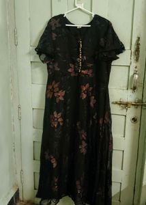 🖤 Midnight Bloom Black Floral Gown🥀