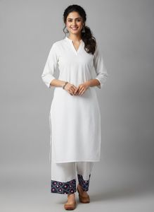 White Palazzos with Embroidered Hem