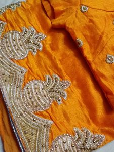 Embellished Orange Silk Top