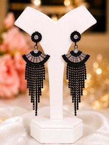 Trendy Chic Black Dangle Earrings