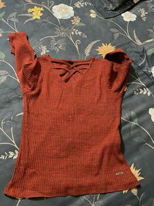 Rust Colored Crisscross Top
