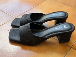 Stylish Black Embellished Slides