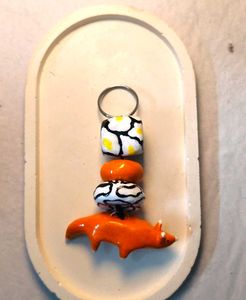 Orange Fox &amp; Beaded Keychain