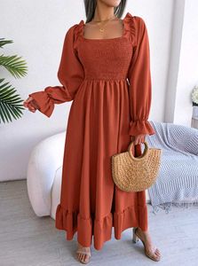 Chic Smocked Square Neck Maxi Dress