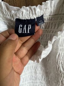 GAP White Smocked Peplum Tank Top