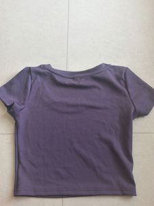 Purple Ribbed Cropped Top
