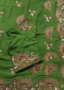 Mehndi Green Embroidered Saree with Blouse