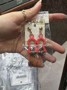 Red &amp; Gold Tassel Dangle Earrings any 1