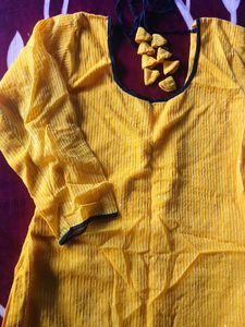 Yellow Kurta with Black Pants