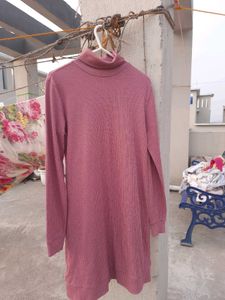 Ajio Ribbed Dusty Purple Pink Dress Women