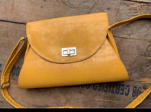 Yellow Textured Crossbody Bag