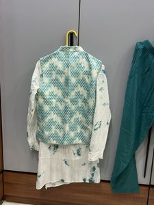 Stylish Ethnic jacket ,White Kurta &amp; pajama Set
