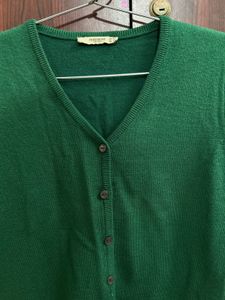 Van Heusen Korean Style Green V-Neck Knit Cardigan