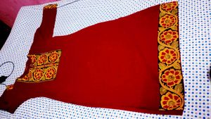 Embroidered Maroon Kurta for Women