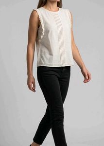 Elegant Sleeveless Cream Top