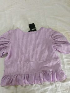Shein Lilac Ruffle Hem Top