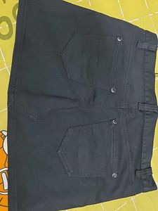 Black Denim Mini Skirt