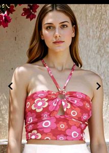 Floral Halter Neck Crop Top