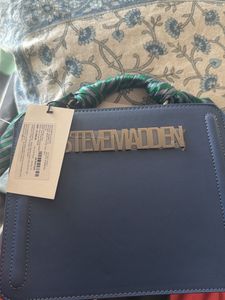 Steve Madden Blue Satchel Bag with Scarf Detail