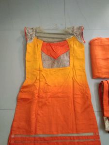 Yellow Kurta Set with Orange Dupatta